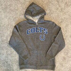 NFL Indianapolis Colts Youth Full Zip Hoodie Sweatshirt Gray Kids Large 14/16